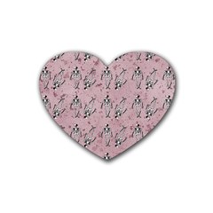 Skeleton Pink Background Heart Coaster (4 Pack)  by snowwhitegirl