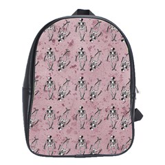 Skeleton Pink Background School Bag (large) by snowwhitegirl