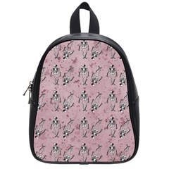 Skeleton Pink Background School Bag (small) by snowwhitegirl