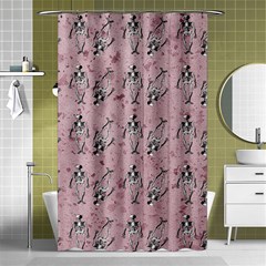 Skeleton Pink Background Shower Curtain 48  X 72  (small)  by snowwhitegirl