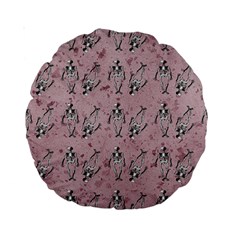 Skeleton Pink Background Standard 15  Premium Round Cushions by snowwhitegirl