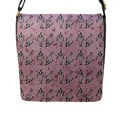 Skeleton Pink Background Flap Closure Messenger Bag (l) by snowwhitegirl