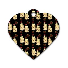 Victorian Skeleton Black Dog Tag Heart (two Sides) by snowwhitegirl