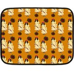 Victorian Skeleton Orange Double Sided Fleece Blanket (Mini)  35 x27  Blanket Front