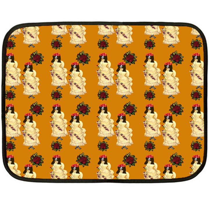 Victorian Skeleton Orange Double Sided Fleece Blanket (Mini) 