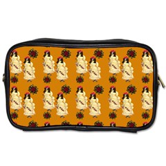 Victorian Skeleton Orange Toiletries Bag (one Side) by snowwhitegirl