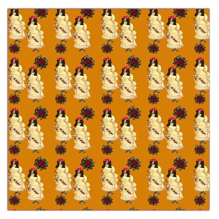 Victorian Skeleton Orange Large Satin Scarf (Square)