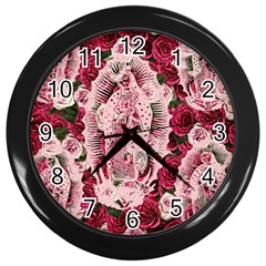 Guadalupe Roses Wall Clock (Black)