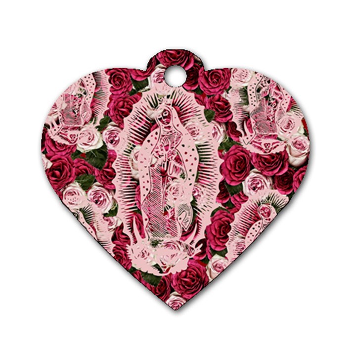 Guadalupe Roses Dog Tag Heart (Two Sides)