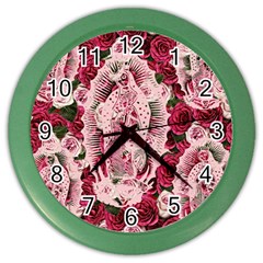 Guadalupe Roses Color Wall Clock