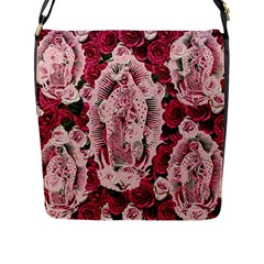 Guadalupe Roses Flap Closure Messenger Bag (L)