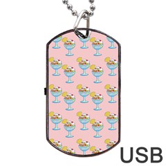 Ice Cream Sundae Pink Dog Tag USB Flash (Two Sides)