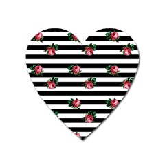 Black Stripes Roses Heart Magnet by snowwhitegirl