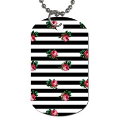 Black Stripes Roses Dog Tag (one Side) by snowwhitegirl