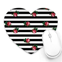 Black Stripes Roses Heart Mousepads by snowwhitegirl