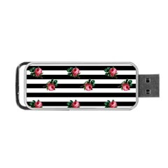 Black Stripes Roses Portable Usb Flash (one Side) by snowwhitegirl