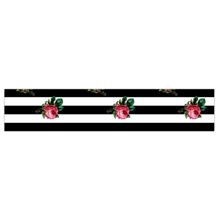 Black Stripes Roses Small Flano Scarf