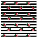 Black Stripes Roses Large Satin Scarf (Square) Front