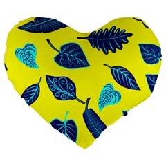 Leaves Leaf Large 19  Premium Heart Shape Cushions by Mariart