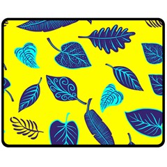 Leaves Leaf Double Sided Fleece Blanket (medium)  by Mariart