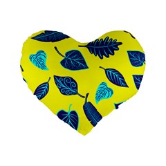 Leaves Leaf Standard 16  Premium Flano Heart Shape Cushions by Mariart