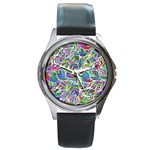 Leaves Leaf Nature Ecological Round Metal Watch Front