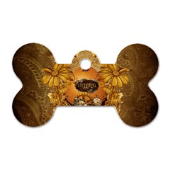 Awesome Steampunk Easter Egg With Flowers, Clocks And Gears Dog Tag Bone (one Side) by FantasyWorld7