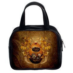 Awesome Steampunk Easter Egg With Flowers, Clocks And Gears Classic Handbag (two Sides) by FantasyWorld7