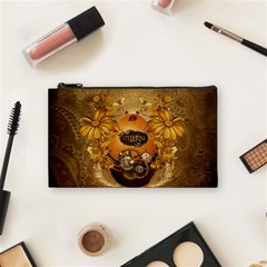 Awesome Steampunk Easter Egg With Flowers, Clocks And Gears Cosmetic Bag (small) by FantasyWorld7