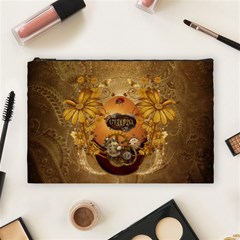 Awesome Steampunk Easter Egg With Flowers, Clocks And Gears Cosmetic Bag (large) by FantasyWorld7