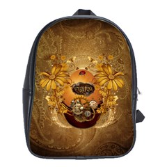 Awesome Steampunk Easter Egg With Flowers, Clocks And Gears School Bag (large) by FantasyWorld7