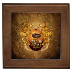 Awesome Steampunk Easter Egg With Flowers, Clocks And Gears Framed Tiles by FantasyWorld7