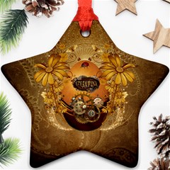 Awesome Steampunk Easter Egg With Flowers, Clocks And Gears Star Ornament (two Sides) by FantasyWorld7