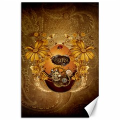 Awesome Steampunk Easter Egg With Flowers, Clocks And Gears Canvas 24  X 36  by FantasyWorld7