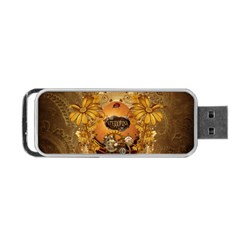 Awesome Steampunk Easter Egg With Flowers, Clocks And Gears Portable Usb Flash (two Sides) by FantasyWorld7