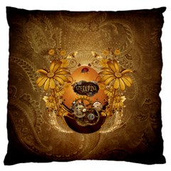 Awesome Steampunk Easter Egg With Flowers, Clocks And Gears Standard Flano Cushion Case (two Sides) by FantasyWorld7