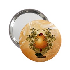 Wonderful Easter Egg With Flowers And Snail 2 25  Handbag Mirrors by FantasyWorld7