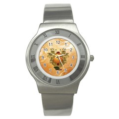 Wonderful Easter Egg With Flowers And Snail Stainless Steel Watch