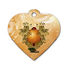 Wonderful Easter Egg With Flowers And Snail Dog Tag Heart (one Side) by FantasyWorld7