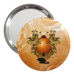 Wonderful Easter Egg With Flowers And Snail 3  Handbag Mirrors by FantasyWorld7