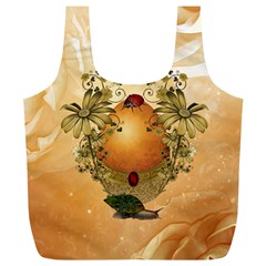 Wonderful Easter Egg With Flowers And Snail Full Print Recycle Bag (XL)