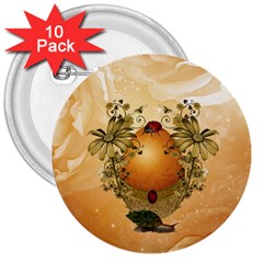 Wonderful Easter Egg With Flowers And Snail 3  Buttons (10 pack) 