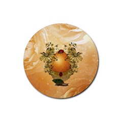 Wonderful Easter Egg With Flowers And Snail Rubber Coaster (round)  by FantasyWorld7