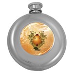 Wonderful Easter Egg With Flowers And Snail Round Hip Flask (5 oz) Front