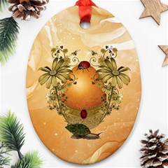 Wonderful Easter Egg With Flowers And Snail Oval Ornament (Two Sides)