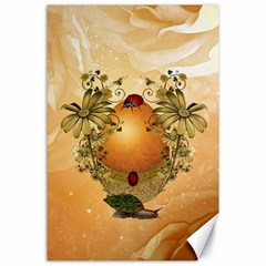 Wonderful Easter Egg With Flowers And Snail Canvas 24  x 36 