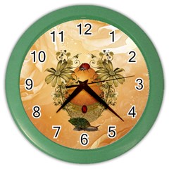 Wonderful Easter Egg With Flowers And Snail Color Wall Clock