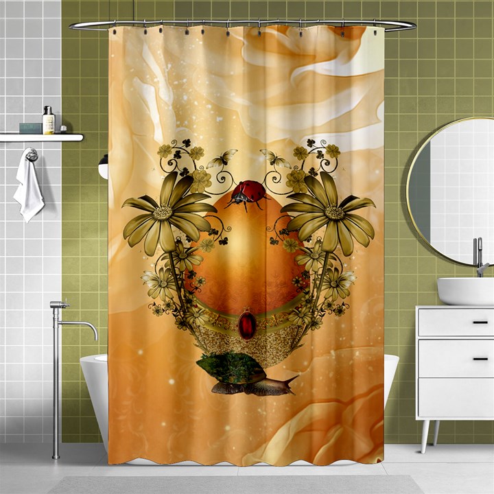 Wonderful Easter Egg With Flowers And Snail Shower Curtain 48  x 72  (Small) 