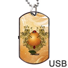 Wonderful Easter Egg With Flowers And Snail Dog Tag Usb Flash (two Sides) by FantasyWorld7