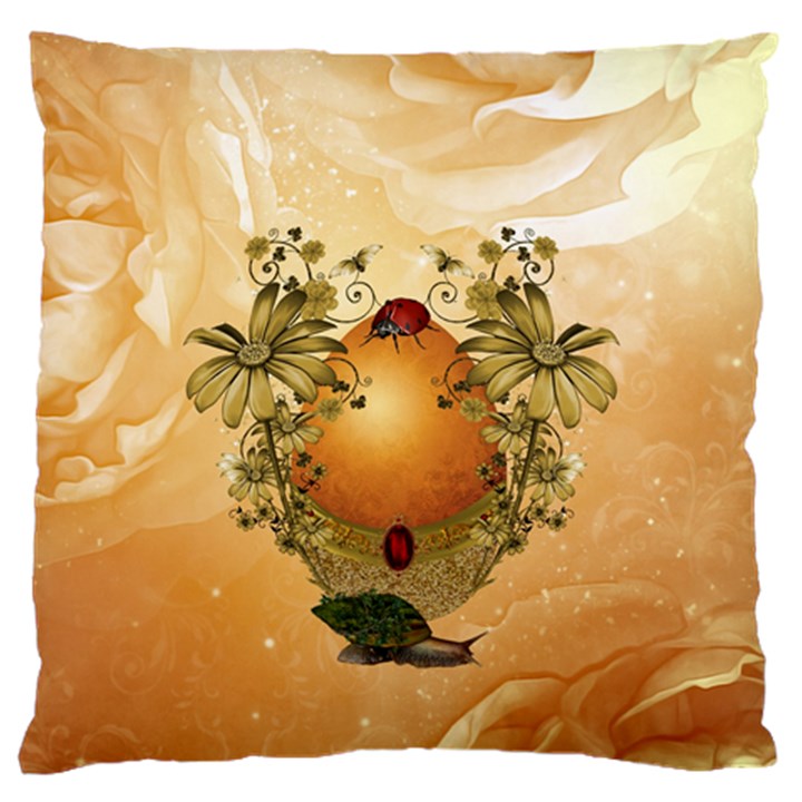 Wonderful Easter Egg With Flowers And Snail Standard Flano Cushion Case (One Side)